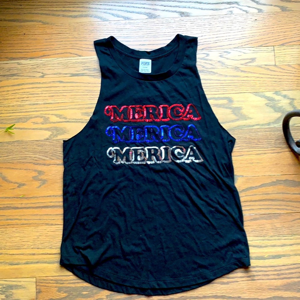 PINK black Merica tank